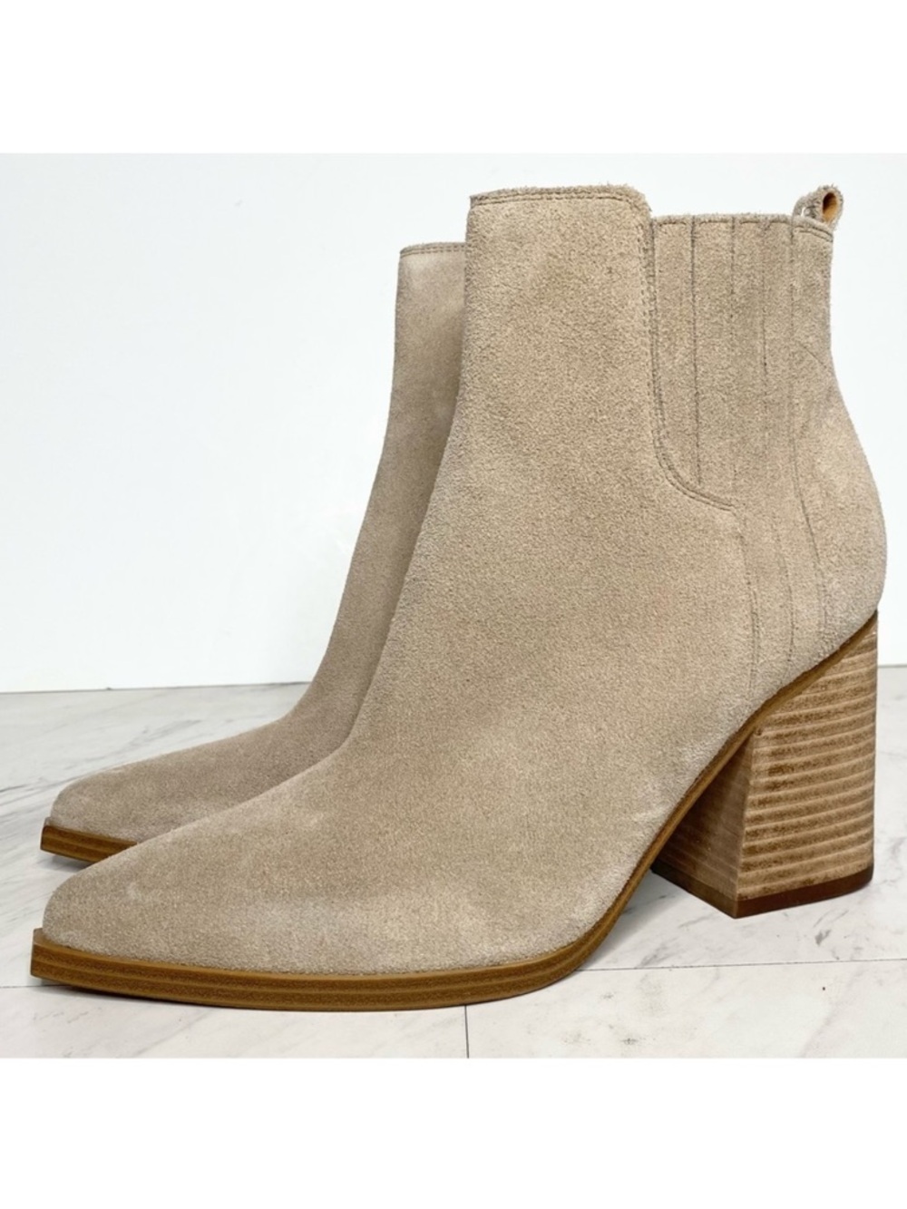Marc Fisher Oshay Gray Tan Suede Bootie 9 1/2 M